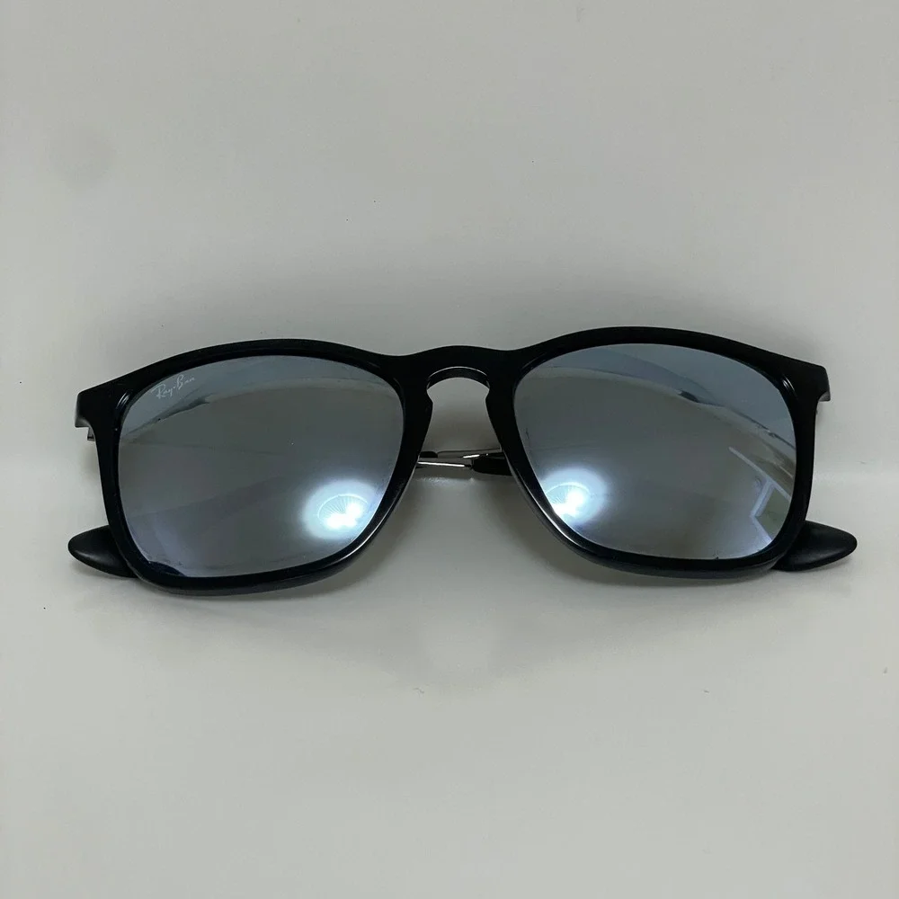 Ray-Ban Chris Sunglasses Black Silver Mirror RB4187 601/30‎ 54-18 3N Unisex Rare